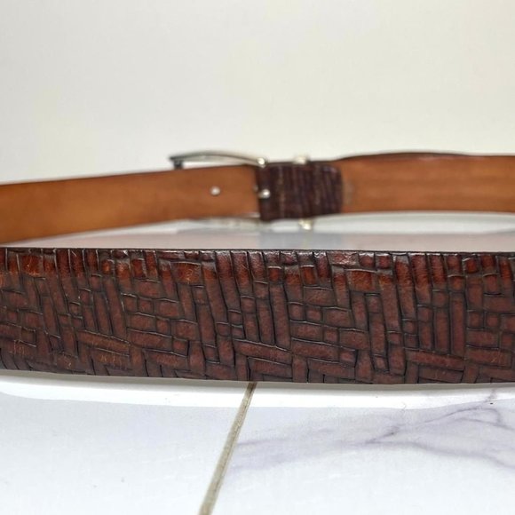 MARTIN DINGMAN Brown Treccia Alligator Embossed Calfskin & Silver Belt 95 38 - Picture 6 of 11